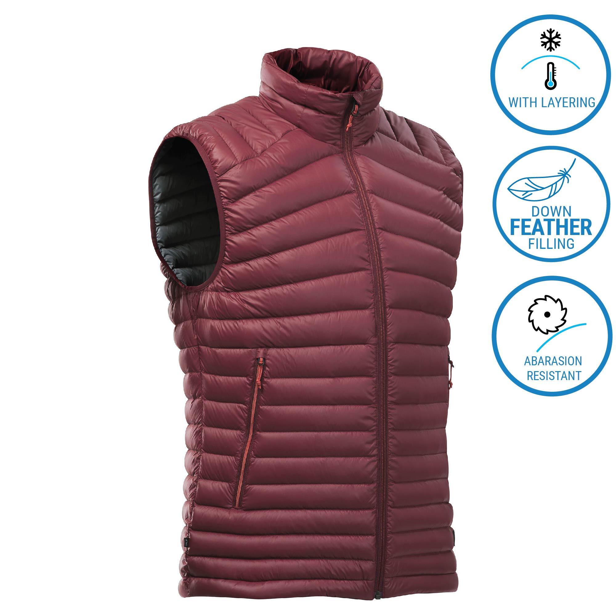 Men Trekking Sleeveless Down Gilet - TREK 100 Khaki