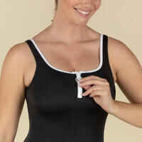 Women's one-piece Heva swimsuit shorty zip black