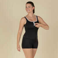 Women's one-piece Heva swimsuit shorty zip black