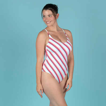 Women's 1-piece swimsuit Lila - line red
