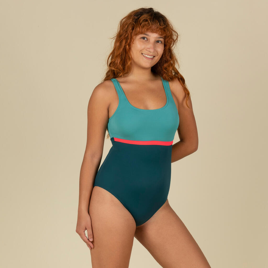 Vestido de baño enterizo de natación para Mujer Nabaiji azul/turquesa