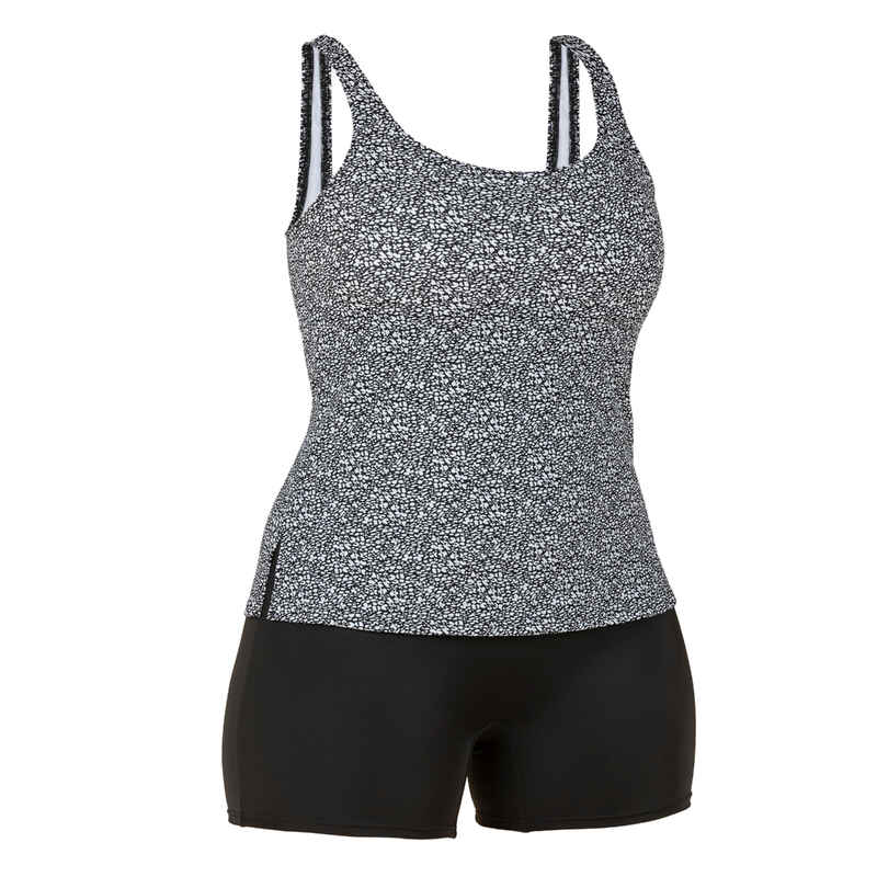 Women's swimsuit 1piece shorty Tankini Heva Leo black Decathlon