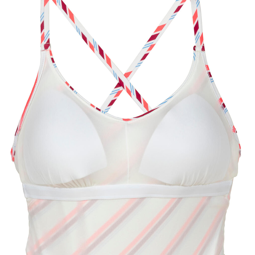 Vestido de baño de natación para Mujer Nabaiji blanco/rosado