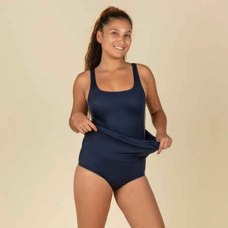 Women's Heva 1-piece swimsuit with skirt navy stripes