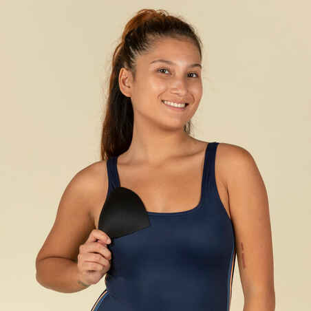 Bañador Mujer natación falda azul marino Heva 100. Disponible en talla grande