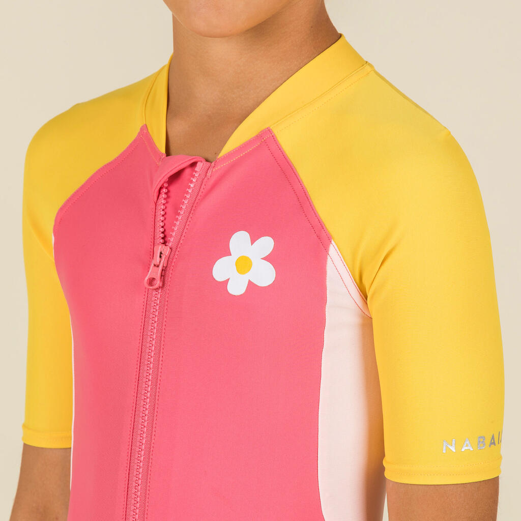 Traje de baño de natación tipo short rosa para niños 100