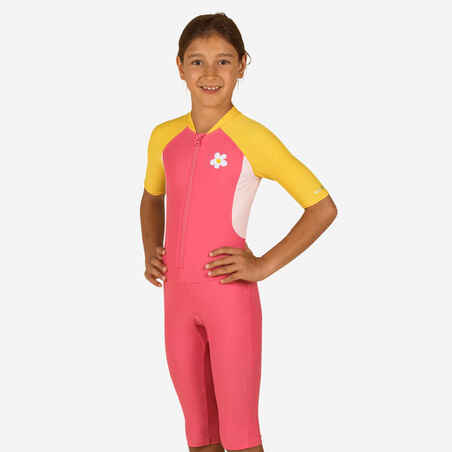 Traje de baño con protección solar para niña Nabaiji Shorty swim100 rosa