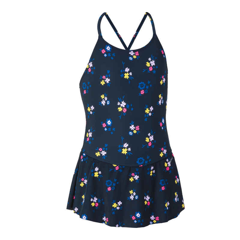 Lila Navy 100 Girls Swimming One-Piece Swimsuit/Skirt - Lily navy ...