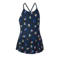 Lila Navy 100 Girls Swimming One-Piece Swimsuit/Skirt - Lily navy