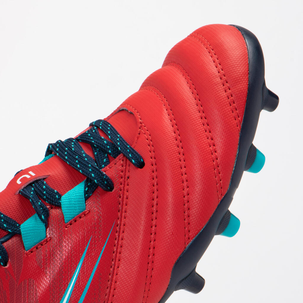 Kids' Moulded Dry Pitch Rugby Boots R500 - Red