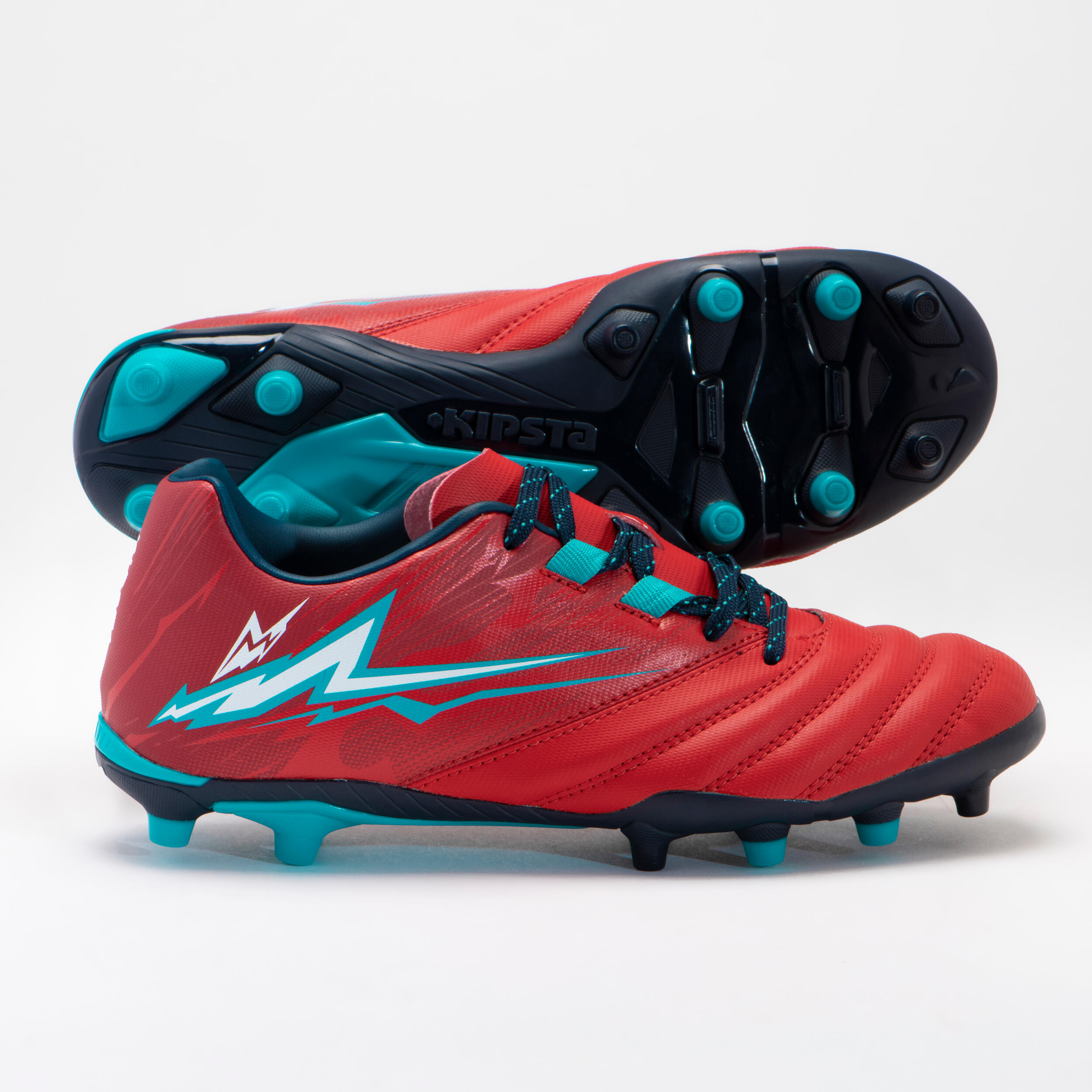 Kids' Moulded Dry Pitch Rugby Boots R500 - Red 4/7
