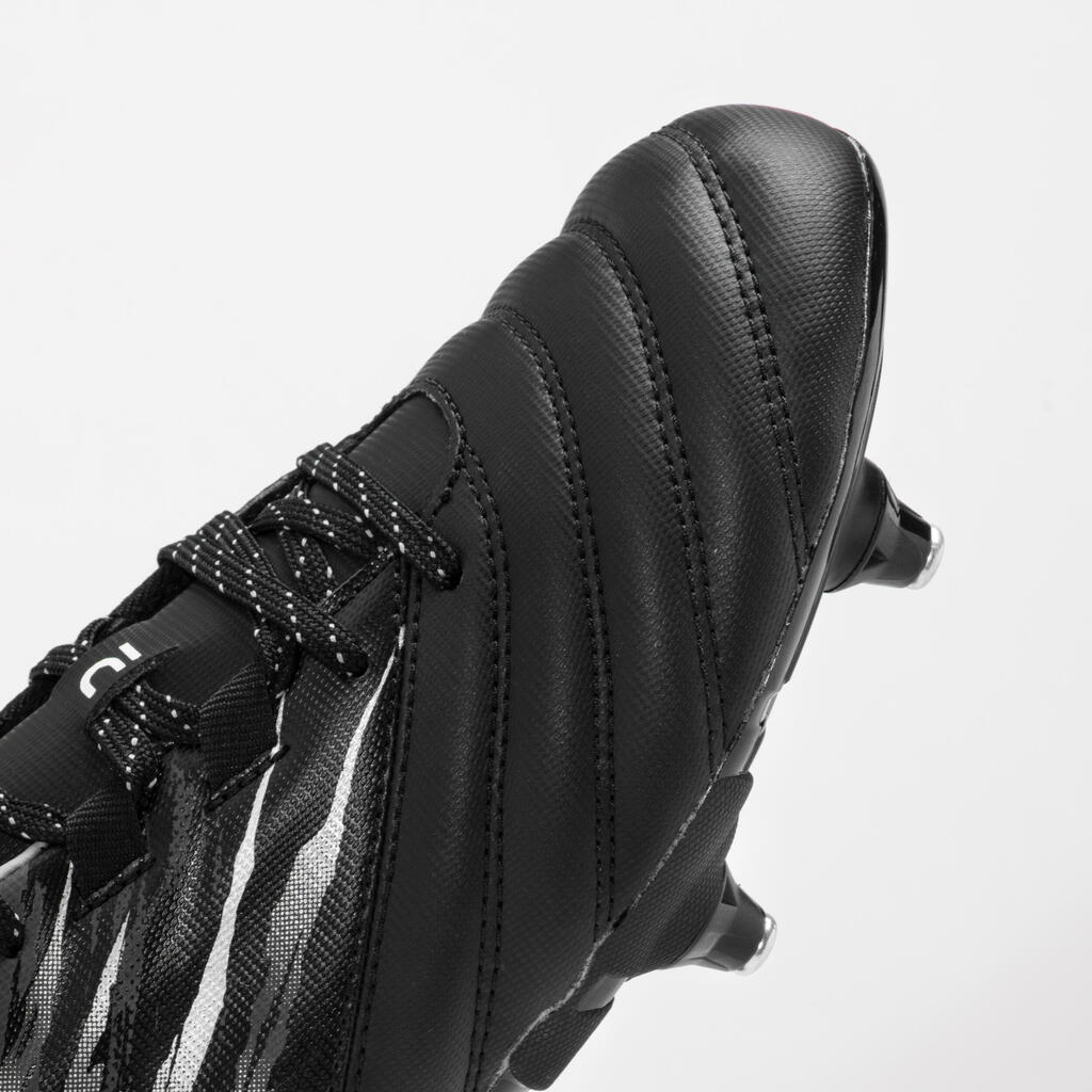 Kids Rugby Boots with Screw-In Studs Skill R500 SG - Black Design