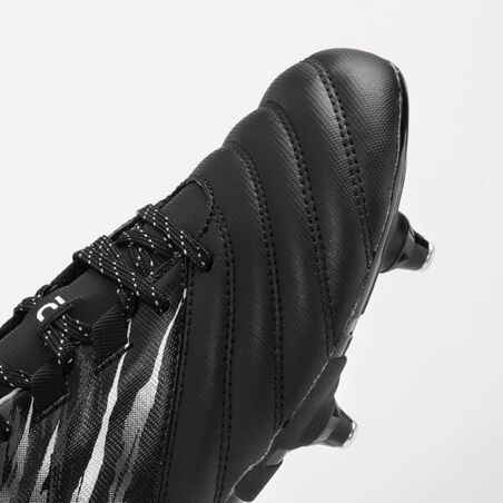 Kids Rugby Boots with Screw-In Studs Skill SG R500 - Black