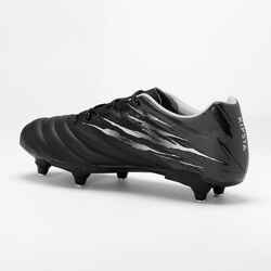 Kids Rugby Boots with Screw-In Studs Skill SG R500 - Black