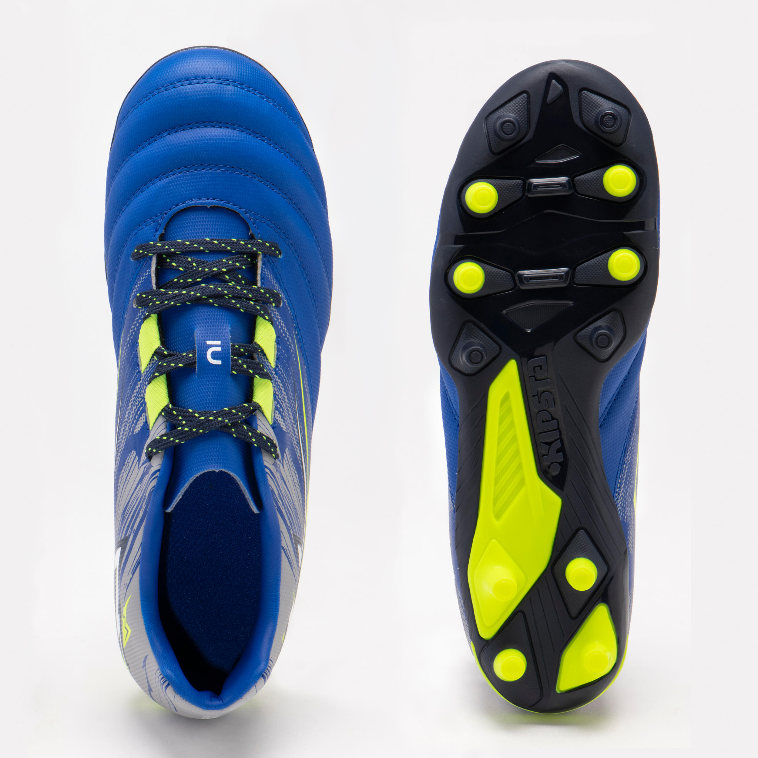 CHAUSSURES DE RUGBY MOULEES TERRAIN SEC R500 ENFANT bleu indigo OFFLOAD Decathlon