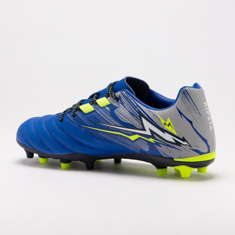 Kinder Rugby Schuhe R500 FG gegossene Sohle trockener Untergrun blau