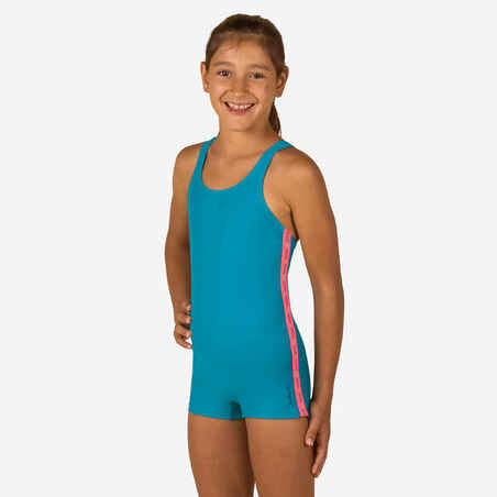 Vestido de baño de natación tipo shorty para niña Nabaiji Vega100 turquesa