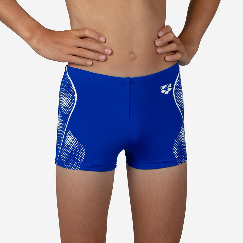 Badehose Boxer Jungen Arena - Neon blau/weiss 