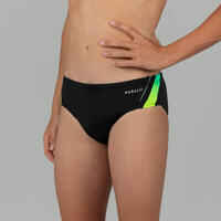 Boys' swimming briefs 900 yoke grad green