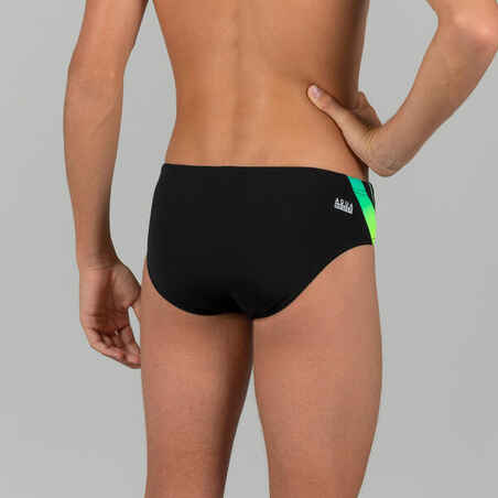 Boys' swimming briefs 900 yoke grad green