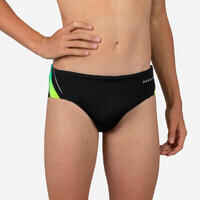 Boys' swimming briefs 900 yoke grad green