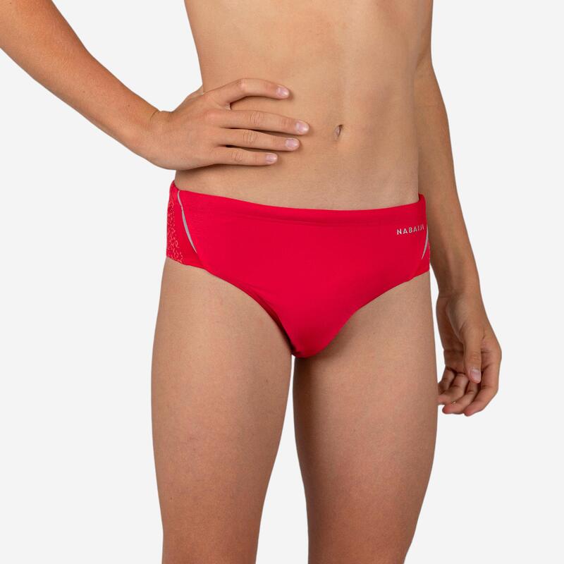 Slip de baie înot 900 Yoke Negru-Verde Băieți adolescenți 