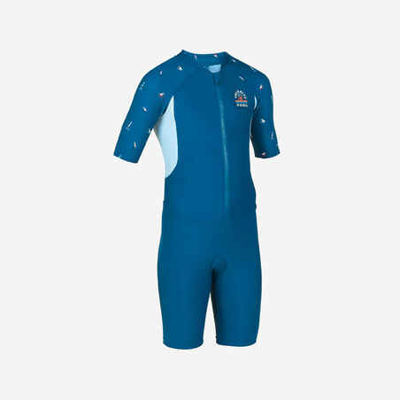 Modra plavalna obleka s kratkimi rokavi 100 za dečke 