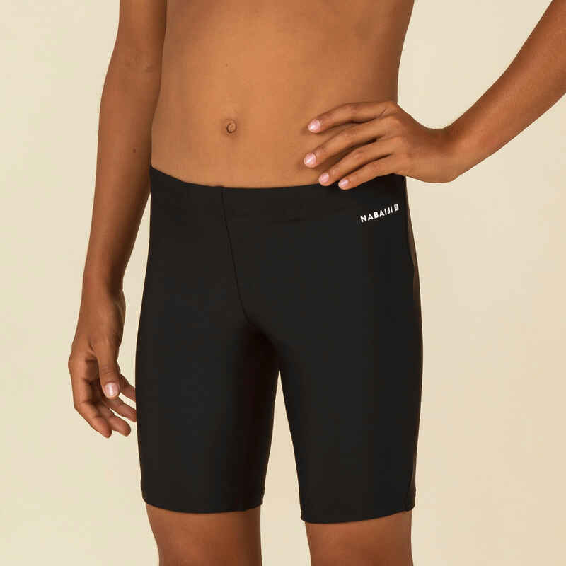 Boy's swimming swimsuit jammer 100 basic - black