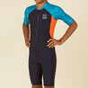 Boy Wetsuit - Shorty 100 Short-sleeved - Navy Blue / Orange / Blue