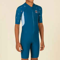 Αγορίστικη κοντομάνικη στολή κολύμβησης 100 - Μπλε μαρέν/Μπλε