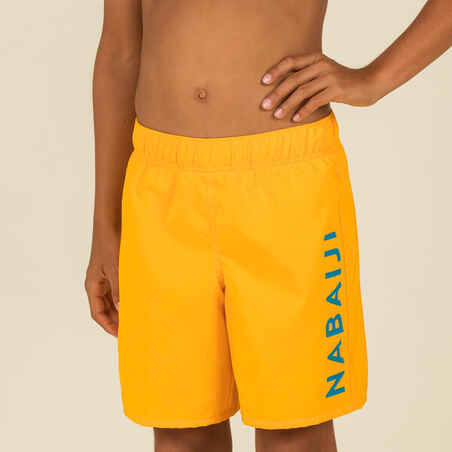 Pantaloneta de baño de natación y playa para niño Nabaiji Swimshort 100 amarillo