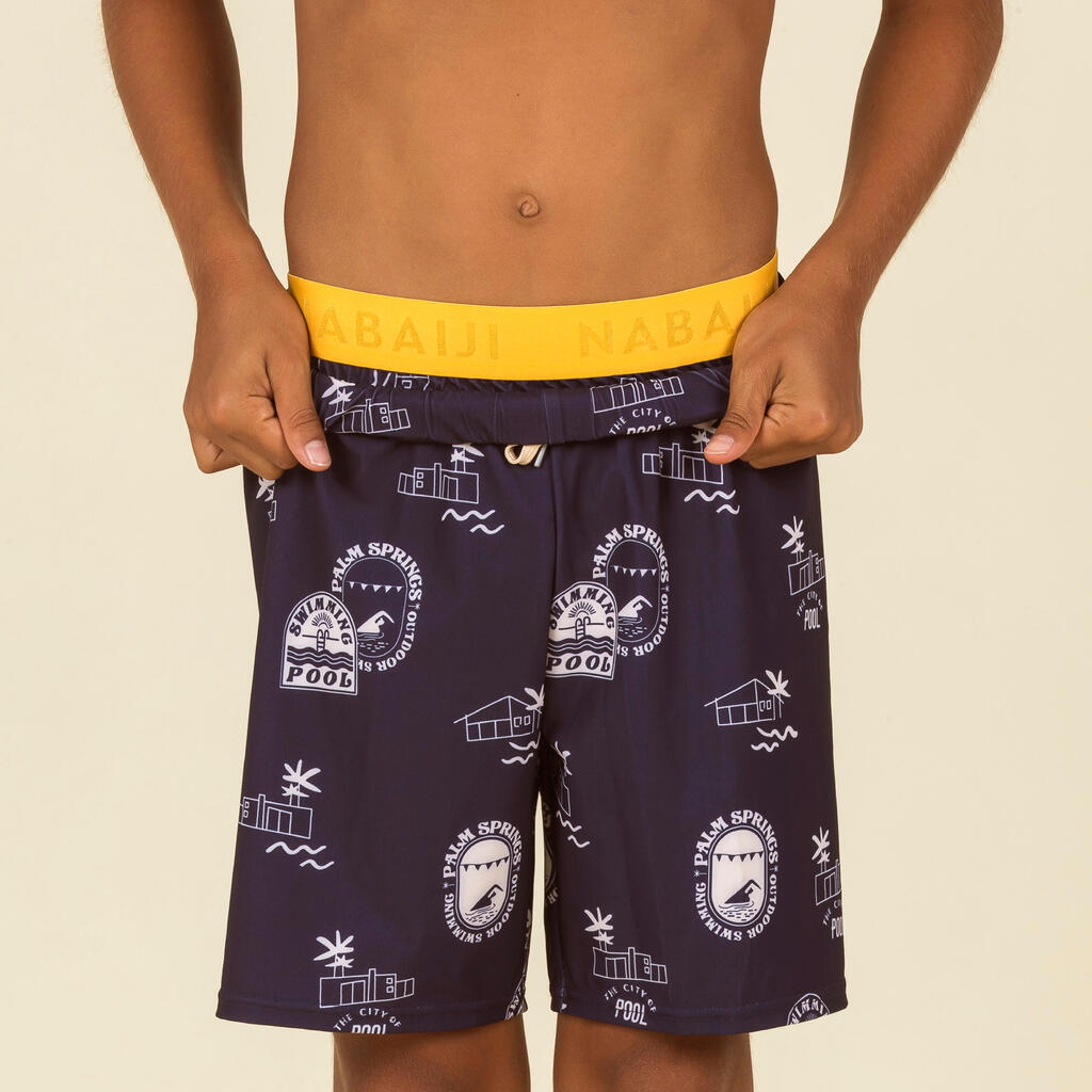 Boys’ Swimming Shorts - 100 Long - KMO Yellow