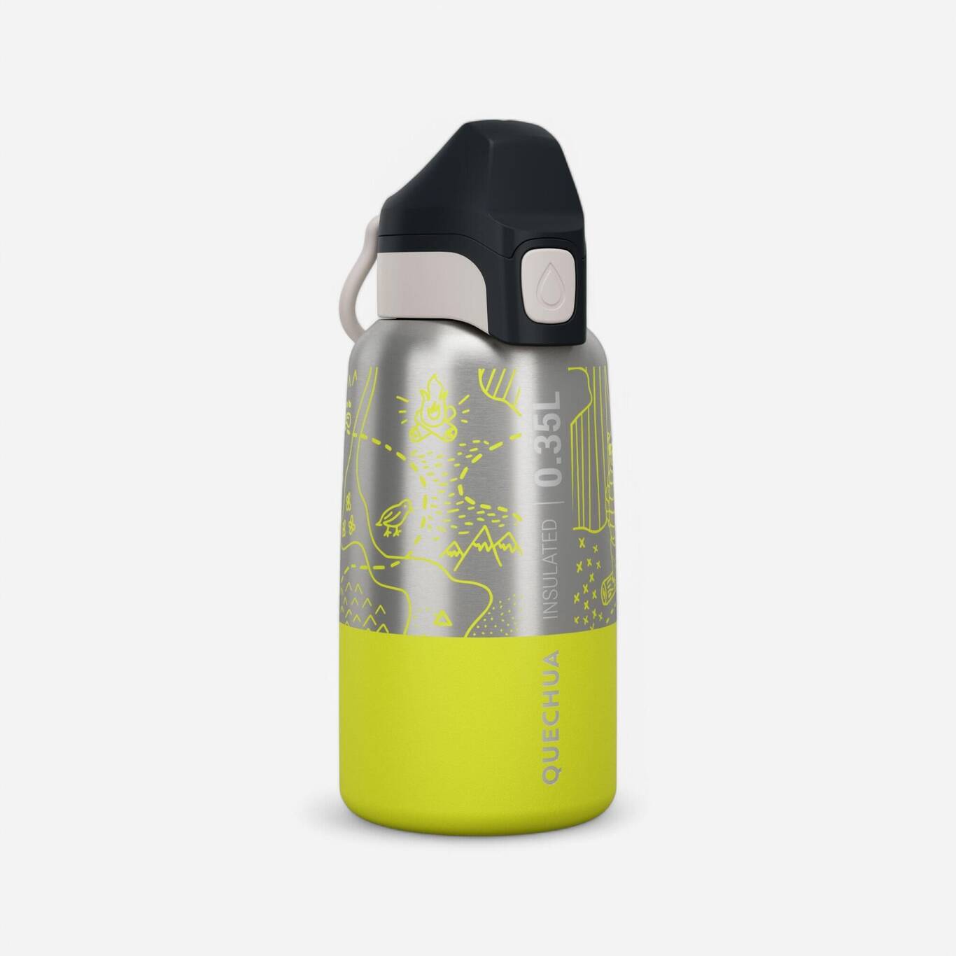 Kids’ 0.35 L stainless steel insulated flask with quick opening hiking