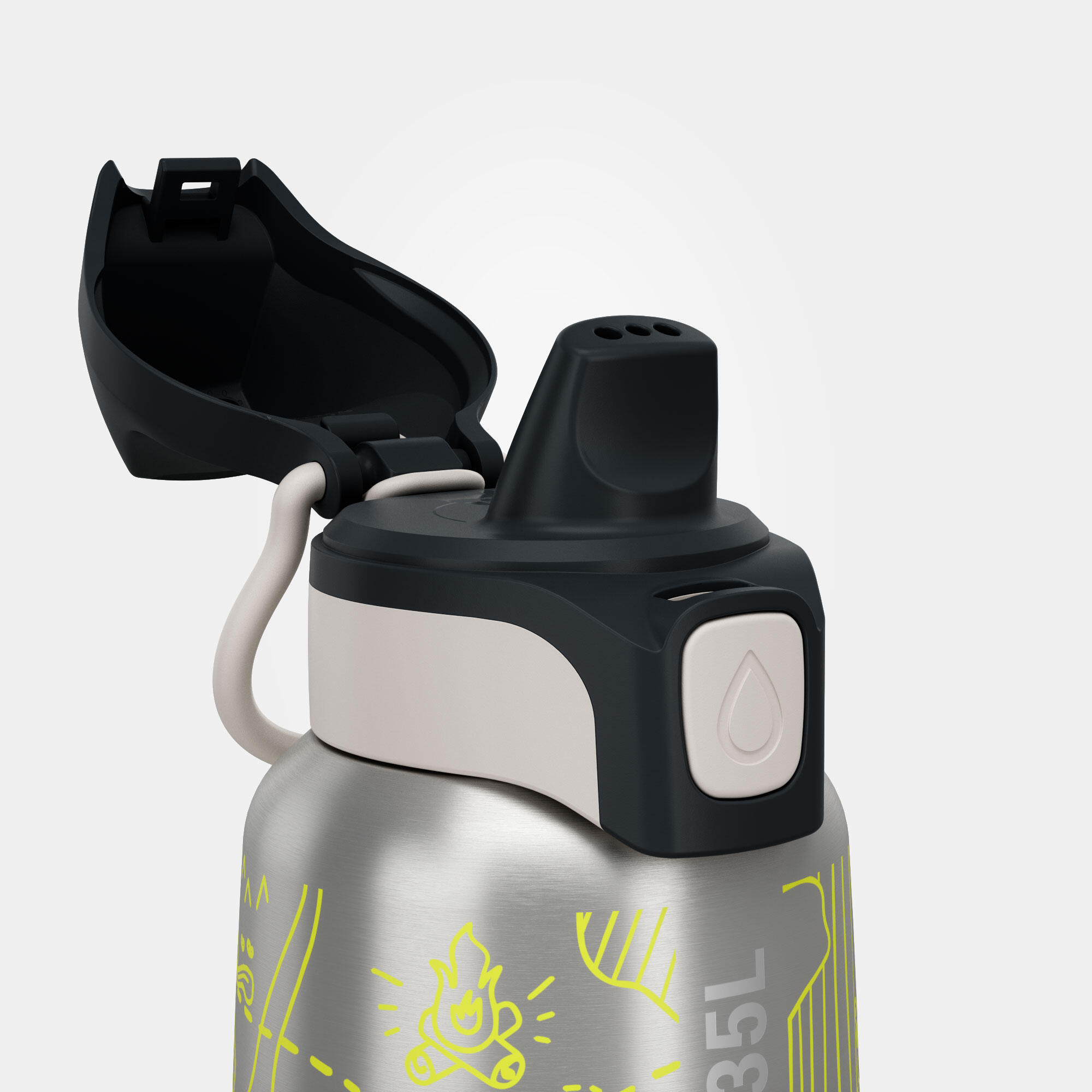 Kids’ 0.35 L stainless steel insulated flask with quick opening hiking cap 5/9