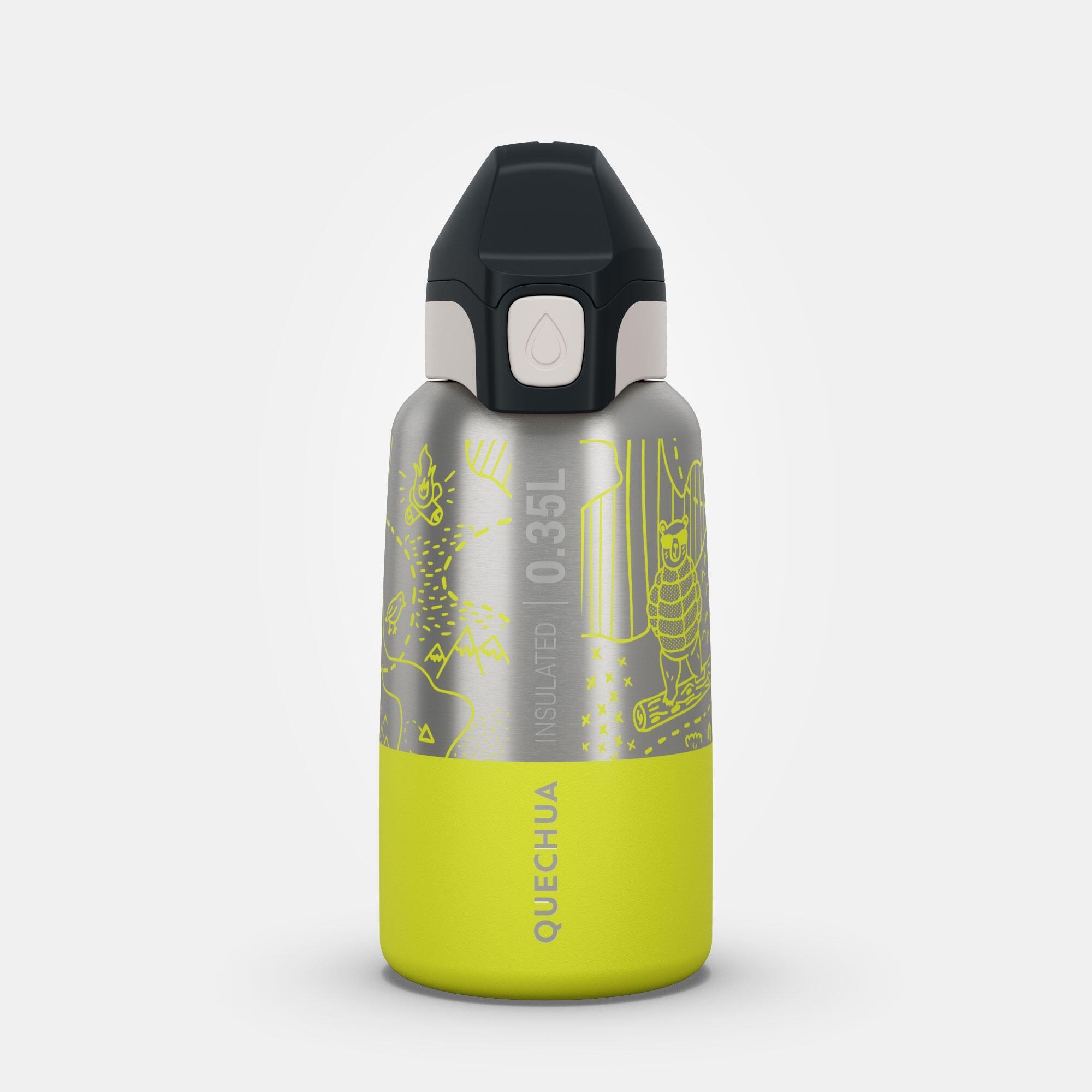 Kids’ 0.35 L stainless steel insulated flask with quick opening hiking cap 8/9