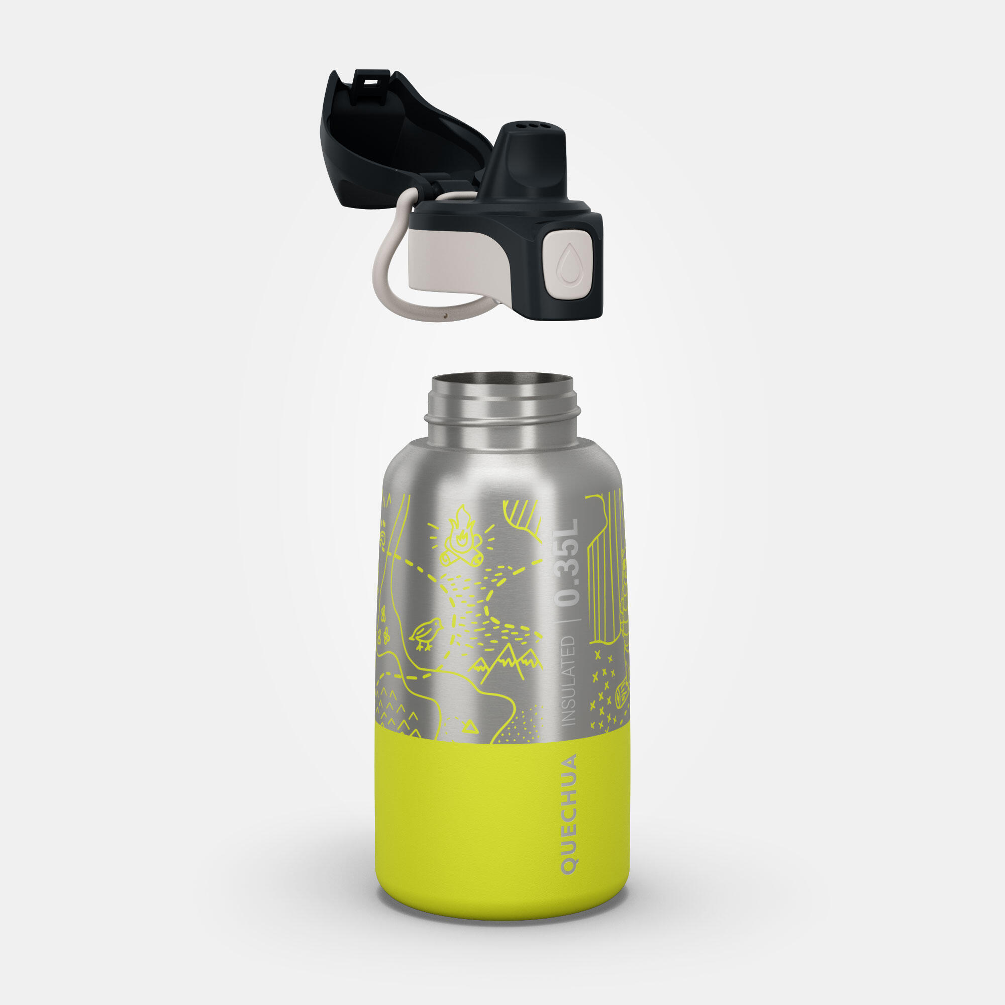 Kids’ 0.35 L stainless steel insulated flask with quick opening hiking cap 2/9