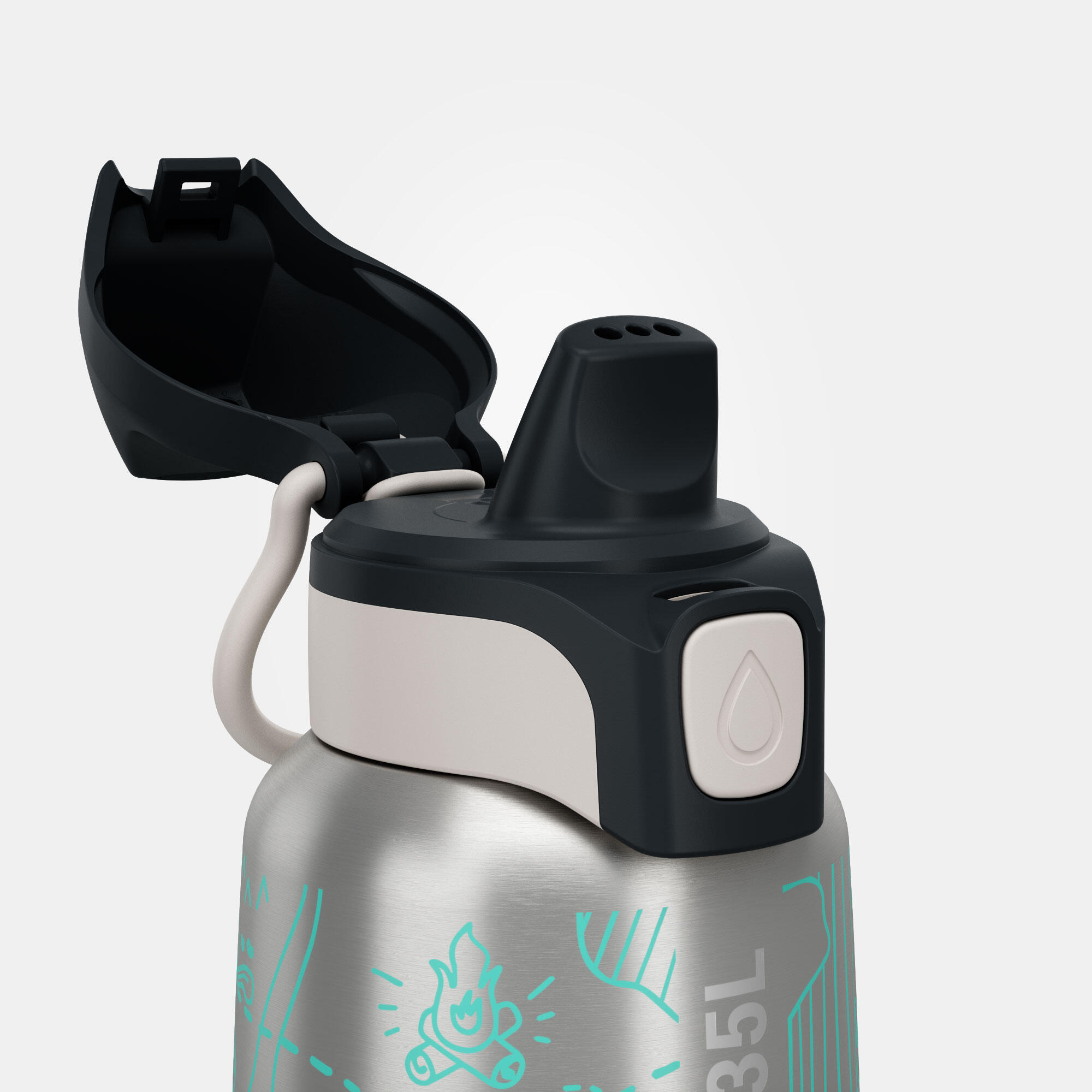 Kids’ 0.35 L stainless steel insulated flask with quick opening hiking cap 5/9
