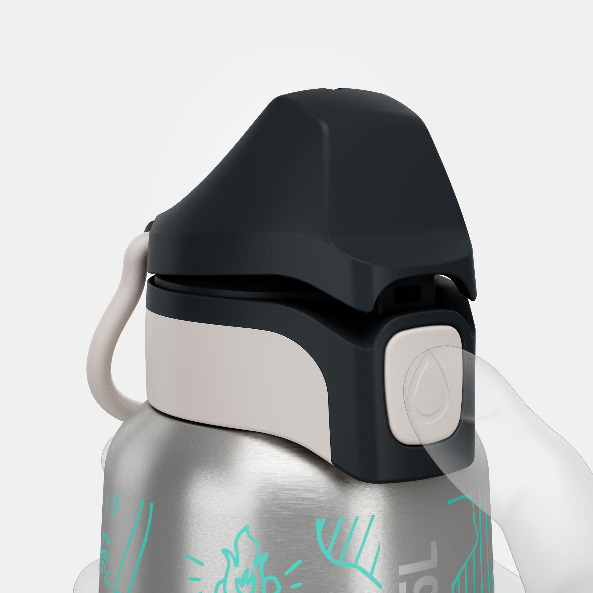 Kids’ 0.35 L stainless steel insulated flask with quick opening hiking cap 4/9