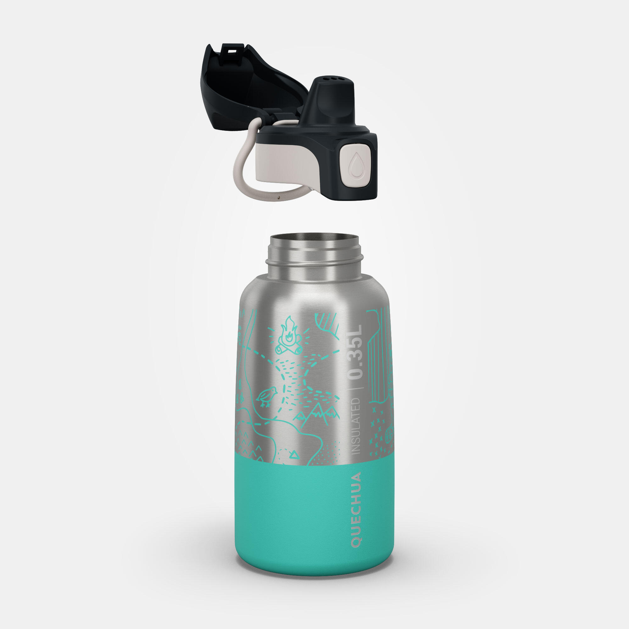 Kids’ 0.35 L stainless steel insulated flask with quick opening hiking cap 2/9