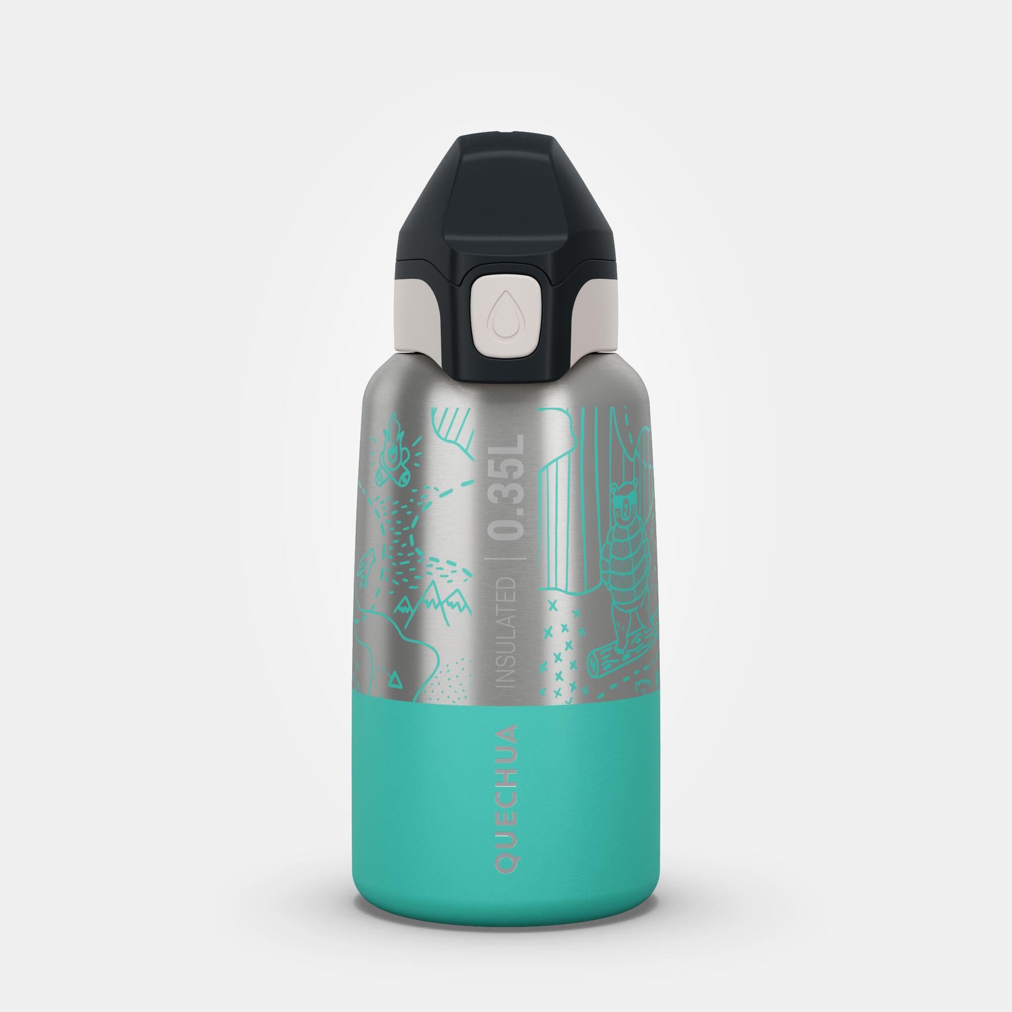 Kids’ 0.35 L stainless steel insulated flask with quick opening hiking cap 8/9