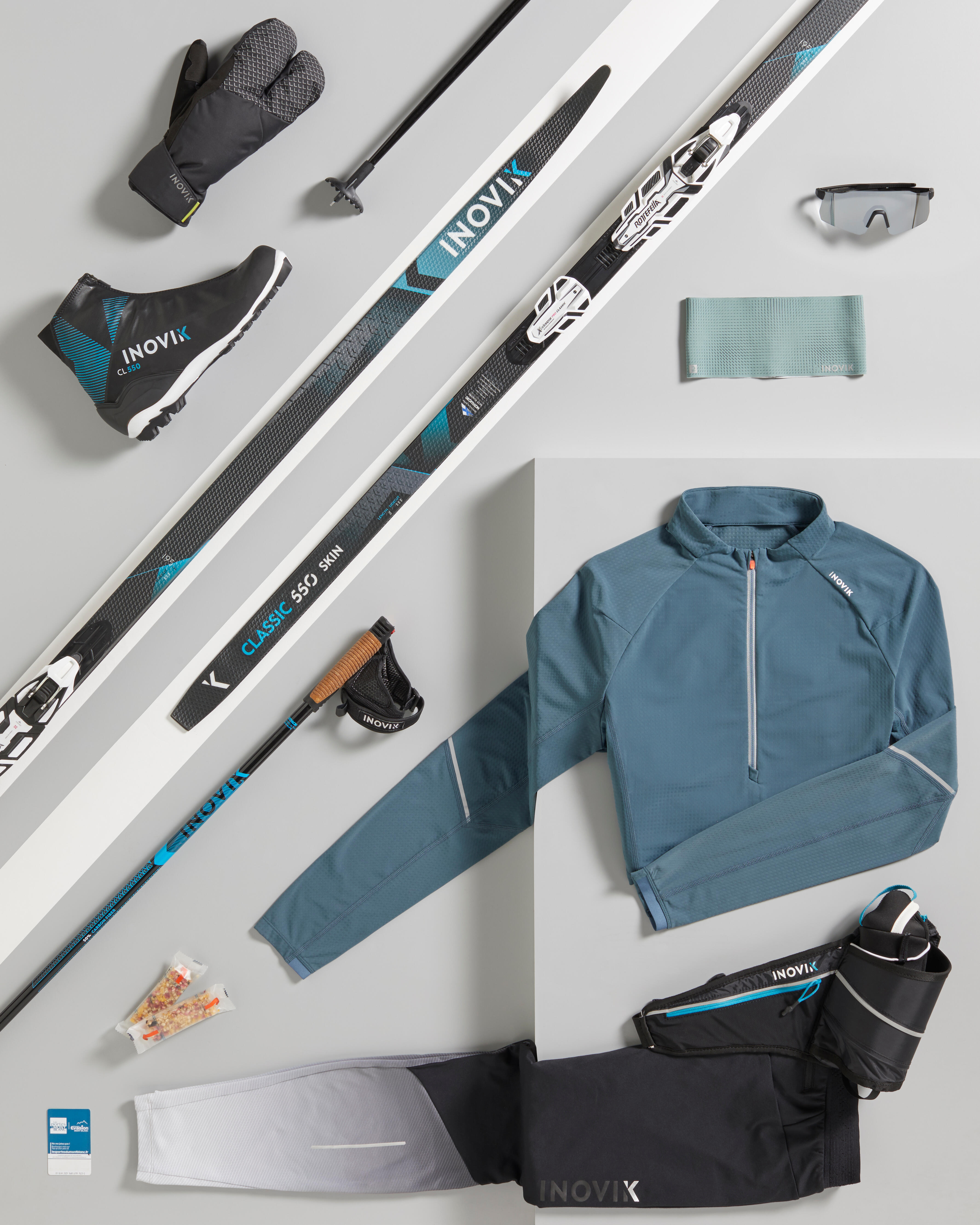 Cross-Country Skis with Skins & Bindings - 550 - INOVIK