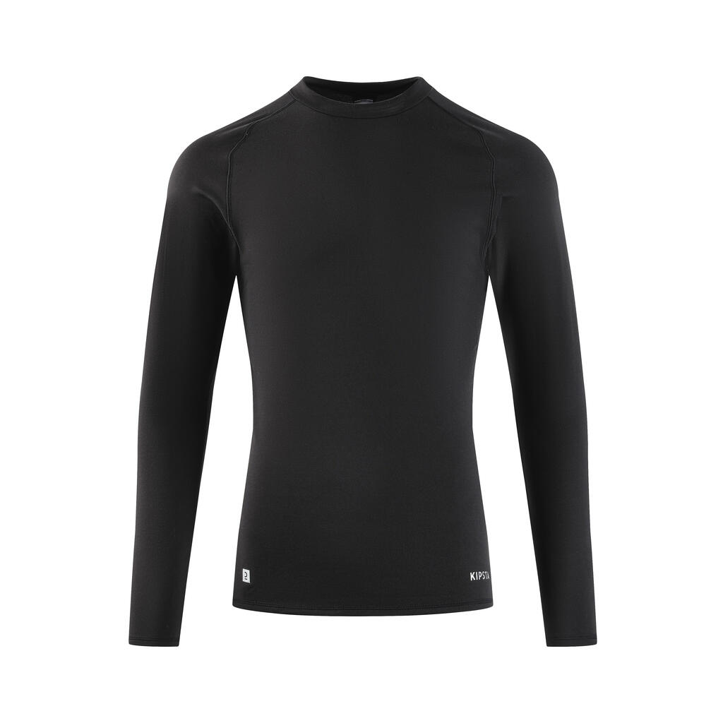 Spodné tričko pre dospelých na futbal Keepcomfort 100 s dlhými rukávmi čierne