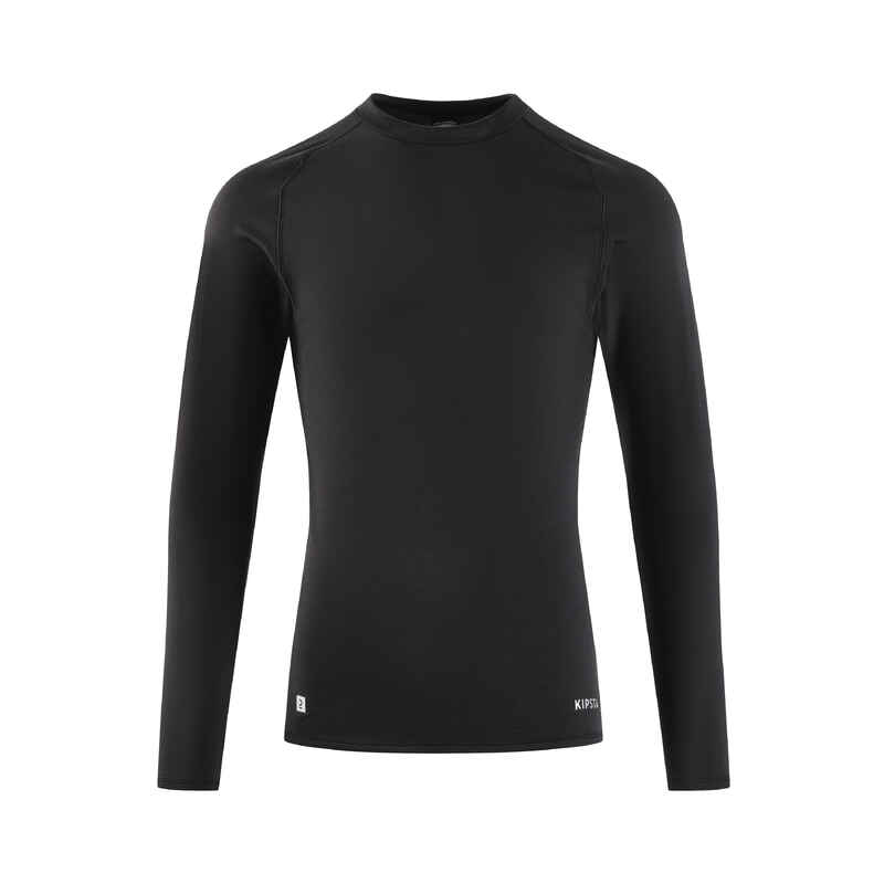 Adult Long Sleeved Thermal Football Base Layer Top Keepcomfort 100 Black Decathlon 
