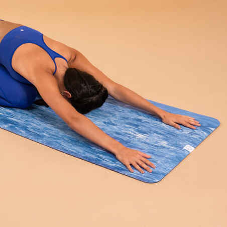 Eco-Designed Grippy Yoga Mat 185 cm ⨯ 65 cm ⨯ 5 mm - Blue