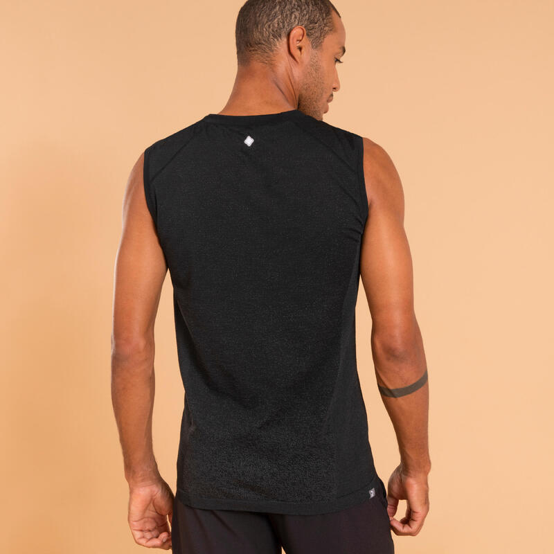 Tank Top Herren Yoga nahtlos - schwarz