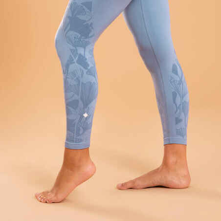 Leggings para yoga dinámico 7/8 sin costuras para Mujer Kimjaly azul clarito