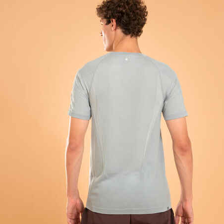 Majica kratkih rukava za jogu Second Skin muška svijetlosiva