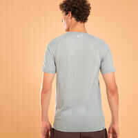Men's Short-Sleeved Second-Skin Effect Yoga T-Shirt - Silver Grey Delicate Blue