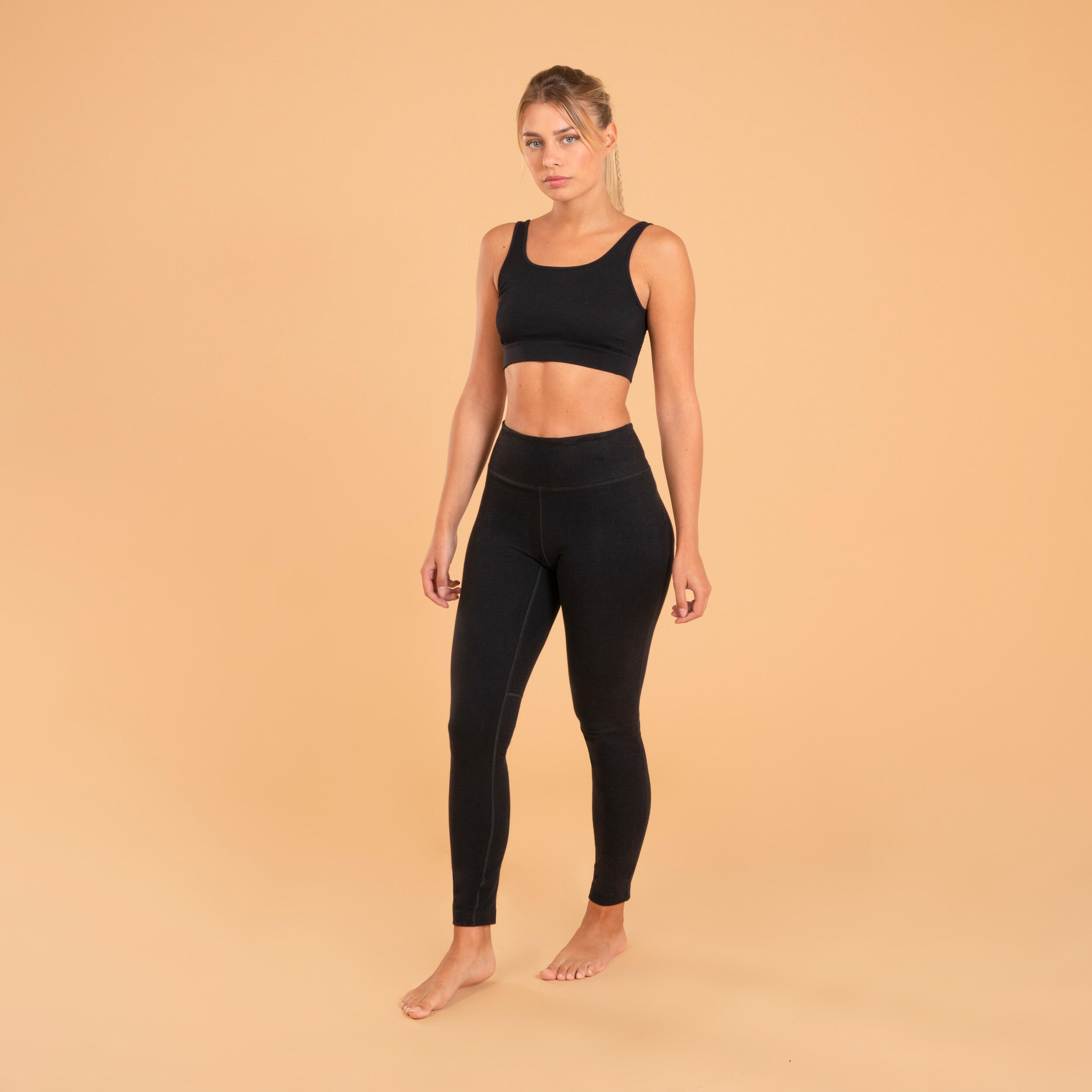 Women's Technical Cotton Yoga Leggings - Black 3/3