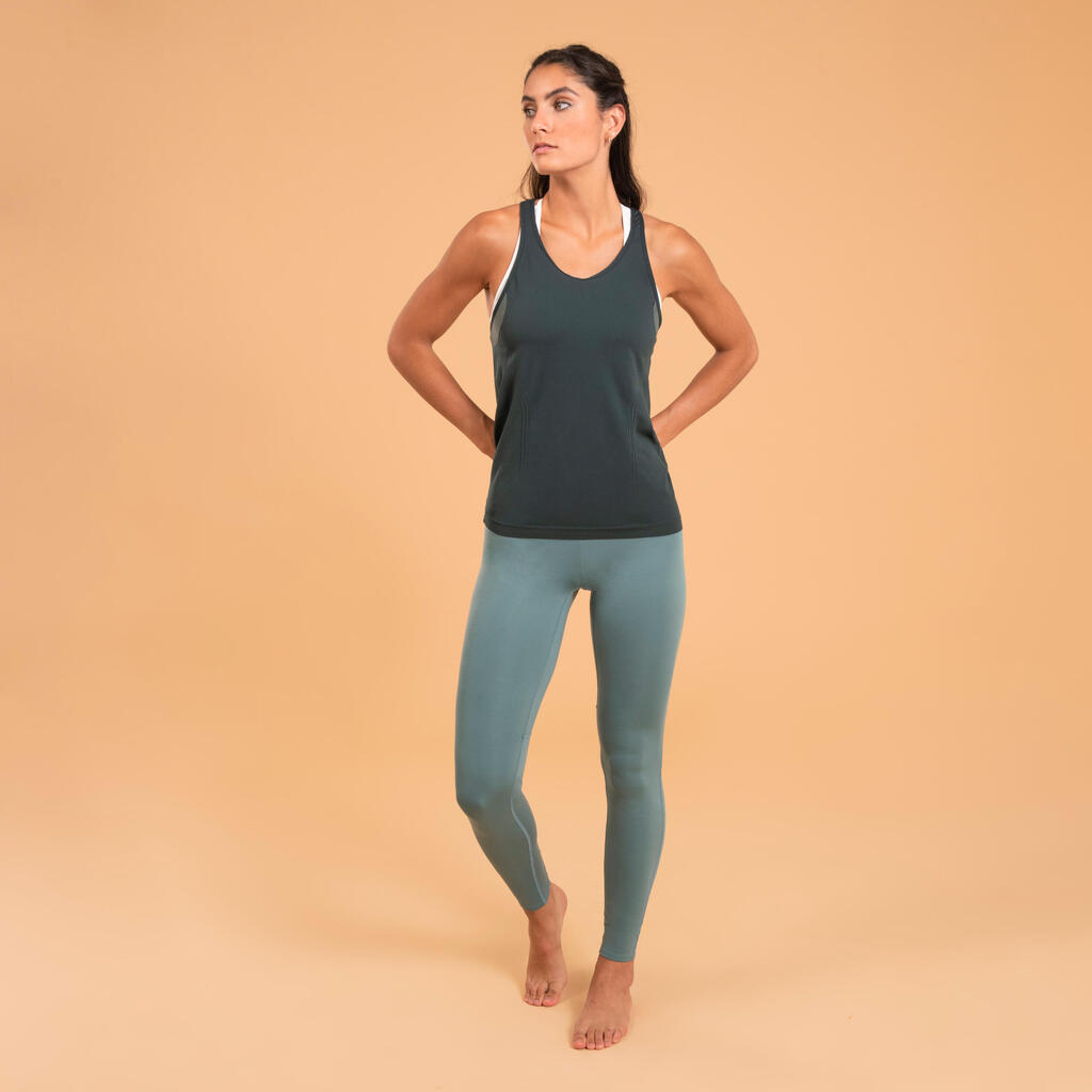 Γυναικείο φανελάκι για δυναμική yoga χωρίς ραφές - Πράσινο